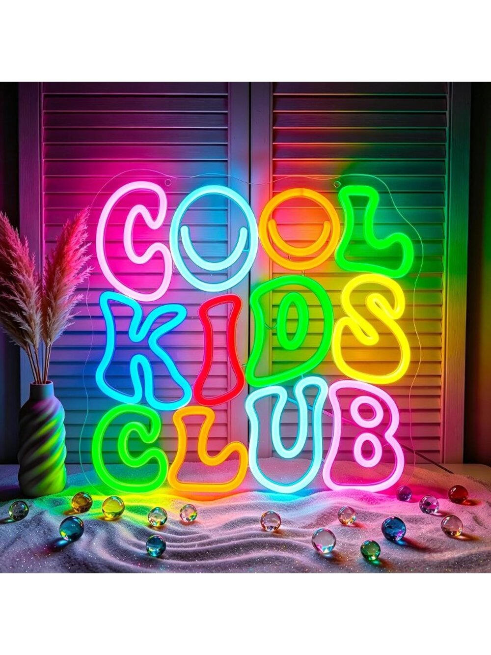 Cool Kids Club Neon Sign Colorful Multi Led Neon Light Child Study Space Theme